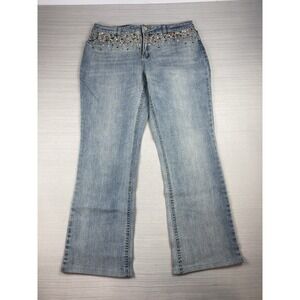 Boston Proper Denim Jeans Womens Size 14‎ Rhinestone Light Wash